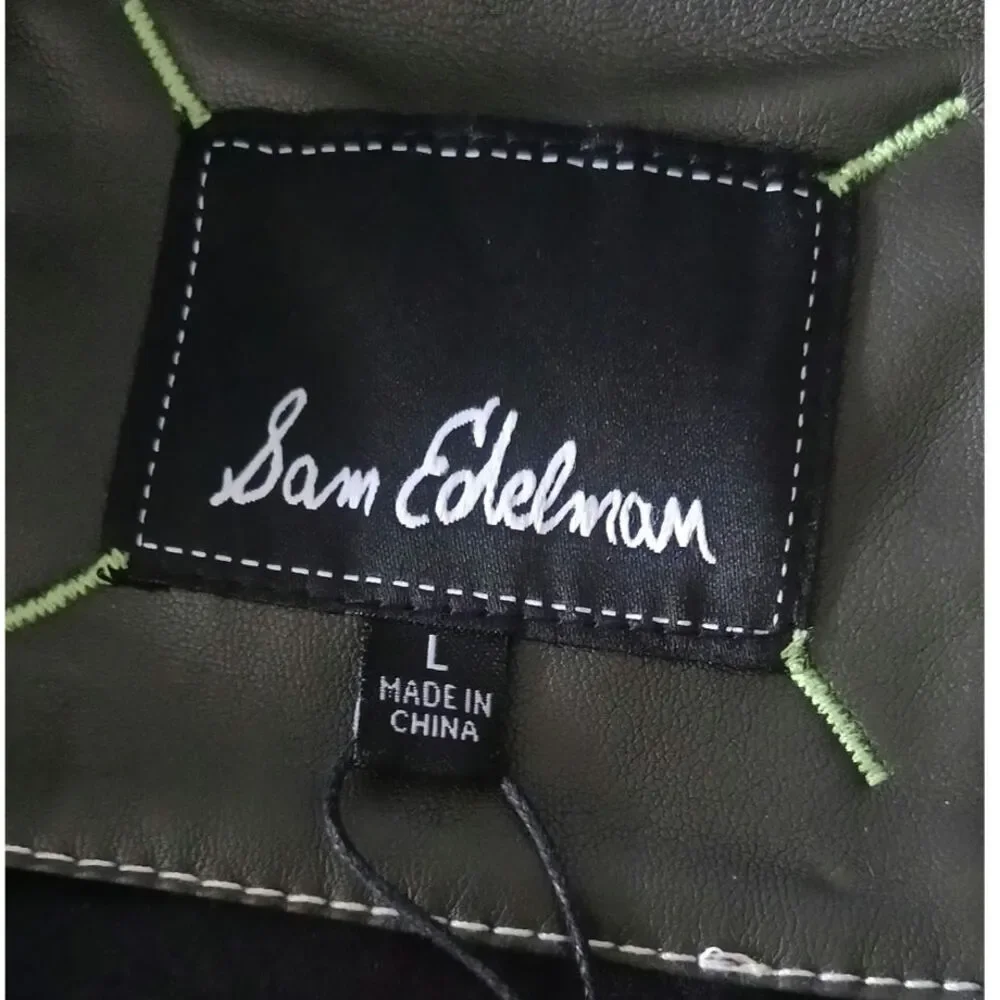 Sam Edelman Faux Leather Moto Jacket Charcoal Womens Size Large